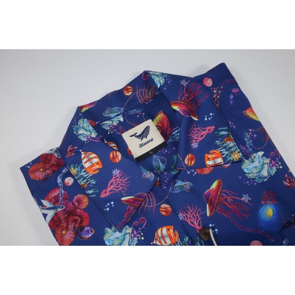 Yiume Button Down Shirt Tropical Ocean Life Sea Fish Marine Life Size XL NWOT - Picture 2 of 9